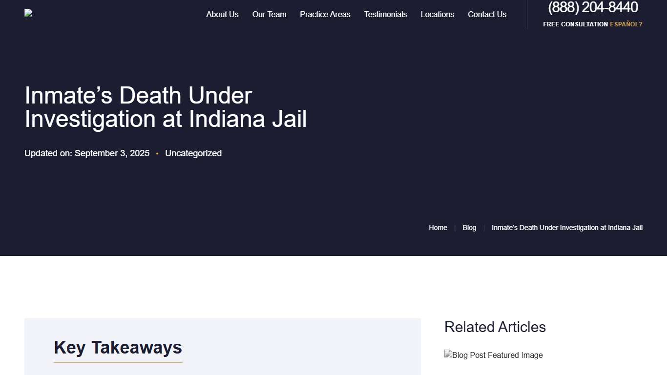 Inmate’s Death Under Investigation at Indiana Jail Wagner Reese, LLP